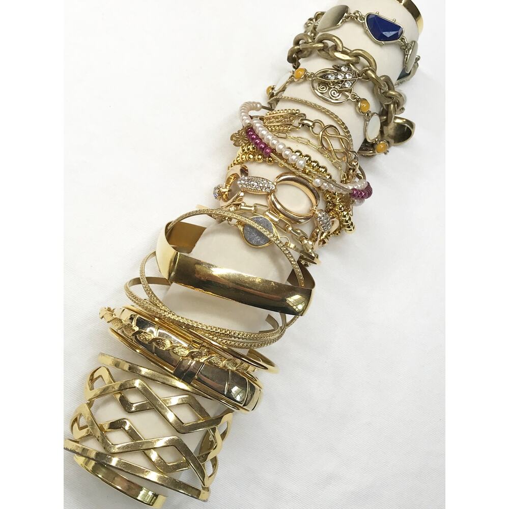 Gold Tone Jewelry Lot 1.8lb 45pc Estate Jewelry Vintage Bulk Necklaces Bracelets - Picture 12 of 16